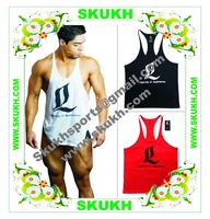 Débardeur de sport et yoga pour homme Yihao Factory 2015, imprimé, réversible, coupe-vent, sexy, dos nu, léger, respirant, extensible dans quatre directions