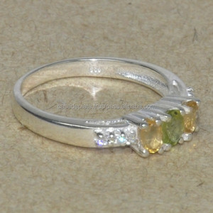 แหวนพลอยซิทรินทรงรี925แหวนเงินสเตอร์ลิงประดับด้วยเงินชุบโรแมนติคแหวนสำหรับเป็นของขวัญแต่งงาน - Product Image 2