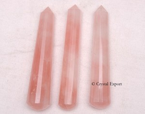Rose Quartz 16 Faceted Massage Wands - Product Image 1