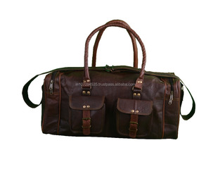 Moda viajeros equipaje Duffel cuero genuino deportes gimnasio bolsas cabina Weekender durante la noche Unisex Crossbody hombro Duffle bolsas - Product Image 6