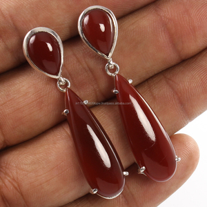 925แรกเกิดรูปหยดน้ำจากคาร์เนเลี่ยนชุดเครื่องประดับแบบชนเผ่าต่างหูแบบชนเผ่าต่างหูพลอยธรรมชาติ - Product Image 1