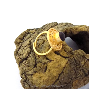 Single Stone Chakra <strong>Ring</strong> Gold Plated With Diamond Classic Yellow Gold and Brass for Weddings and Parties