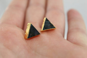 Wholesale 925 Sterling <b>Silver</b> <b>Stud</b> Earrings Triangle Natural Labradorite Cabochon Elegant Cheap Engagement Wedding Anniversary - Product Image 5