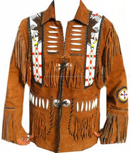 Shemax 2024 <b>Top</b> Quality OEM Made in Pakistan Custom Wholesale Men's Western Leather Jacket <b>Fringed</b> & Beaded & Beads - Product Image 2