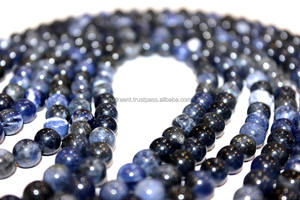 Perles en sodalite bleue naturelle en vrac pour la fabrication de bijoux, hauteur 8 mm, taille 10 mm, coupe lisse, couleur bleu foncé, cirées/entoilées Rudra - Product Image 2
