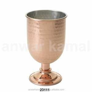 Hammered Copper Wine Goblet with <b>Tin</b> Finish Eco-Friendly American Style - Product Image 1