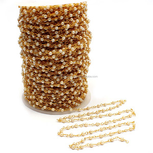 ลูกปัดมุกสีขาวธรรมชาติขนาด3มม. ลูกปัดแบบสายร้อยร้อยลูกปัดอัญมณีแบบหลวมอัญมณีโมฮิท - Product Image 1