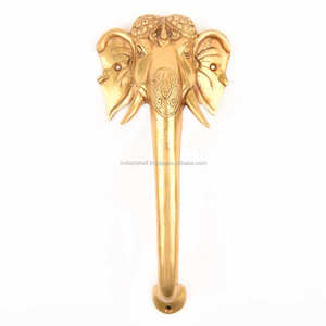 Wholesale Handmade Decorative Golden Brass Tuskar Ganesha <b>Door</b> <b>Handles</b> Home Decor Cabinet Cupboard Pulls NMH-111 - Product Image 1