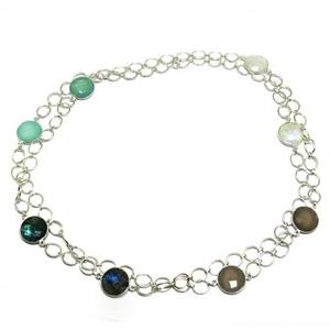 Incroyables colliers en argent Sterling 925 de forme ronde Multi pierre, exportateur et grossiste bijoux en argent uniques - Product Image 3