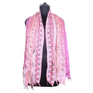 Sari de Seda Vintage con 10 Tiras, Bufandas de Patti, Estola para Niñas, SC046, Estola de Moda, Parches de Sari Indio, Bufanda Reversible Colorida - Product Image 1