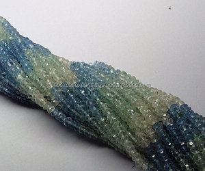 Fashion Jewelry with Shaded Faceted Roundel Aquamarine Crystals Healing Stones Gemstone <b>Blue</b> <b>Bead</b> - Product Image 2