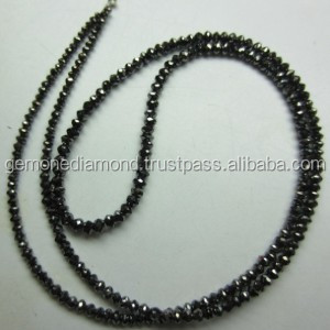 Kalung Berlian Hitam Asli Alami dengan Harga Terendah dari India, Ukuran 2 Mm Manik-manik Berlian Imitasi Imitasi - Product Image 2