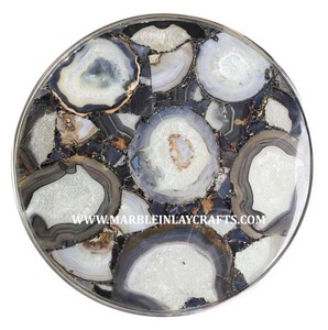Lapis Lazuli — belle Table à fleurs, marbre blanc, forme ronde, Design floral, 1 pièce - Product Image 3