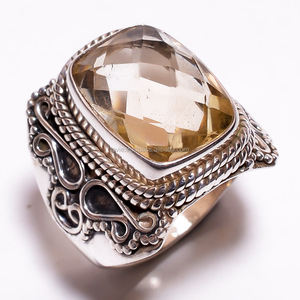 แหวนพลอยซิทรีนธรรมชาติทำด้วยมือแหวนเงินแท้925ผู้ผลิตขายส่งจำนวนมาก - Product Image 1