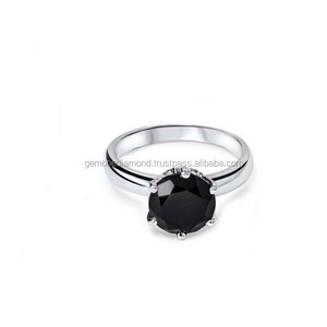 Bague de promesse solitaire en diamant noir de 1.50 carats en or blanc 14 carats - Product Image 3