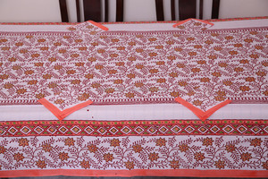 Napkin <strong>Table</strong> Print Handmade Beaded Pillow case in Cotton Fabric Indian Block Print <strong>Dining</strong> <strong>Tables</strong> Cover with Napkin for Art - Product Image 2