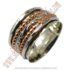 เครื่องประดับเงินทำด้วยมือแหวน925สปินเนอร์ทองเหลืองทองแดงเงินสเตอร์ลิงแหวนแฟนซี - Product Image 2