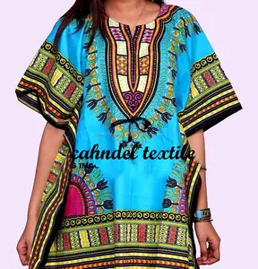 Afrikaanse Vrouwen Kaftan Caftan Jurk Dashiki Vintage Boho Maxi Gown One Size Shirt Dashiki Katoen Wax Mode Kunst