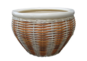 Maceta de Cerámica Rústica Ecológica de Estilo Vintage, Maceta para Jardín Exterior, Diseño Circular, Acabado Esmaltado, Decoración Interior/Exterior - Product Image 4