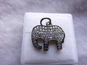 Colgantes de elefante de pavé de diamante, colgante de oro de 14k, dijes de Plata de Ley 925, colgante - Product Image 4