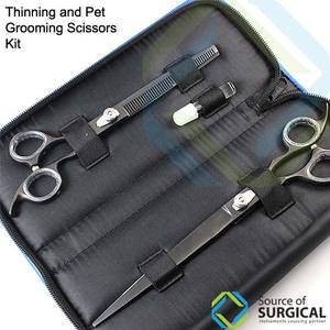 ชุดกรรไกรตัดผมแบบใบมีดสแตนเลสและด้ามยางกรรไกรเสริมสวยขนสัตว์เลี้ยง - Product Image 1