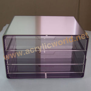 Récipient organisateur personnalisé en acrylique et aluminium à 3 tiroirs - Product Image 5