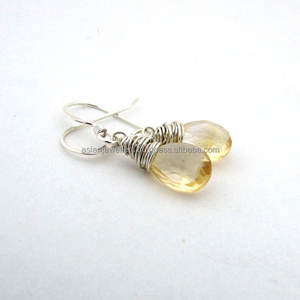 925 sterling silver <b>citrine</b> quartz gemstone drop <b>earrings</b> - Product Image 1