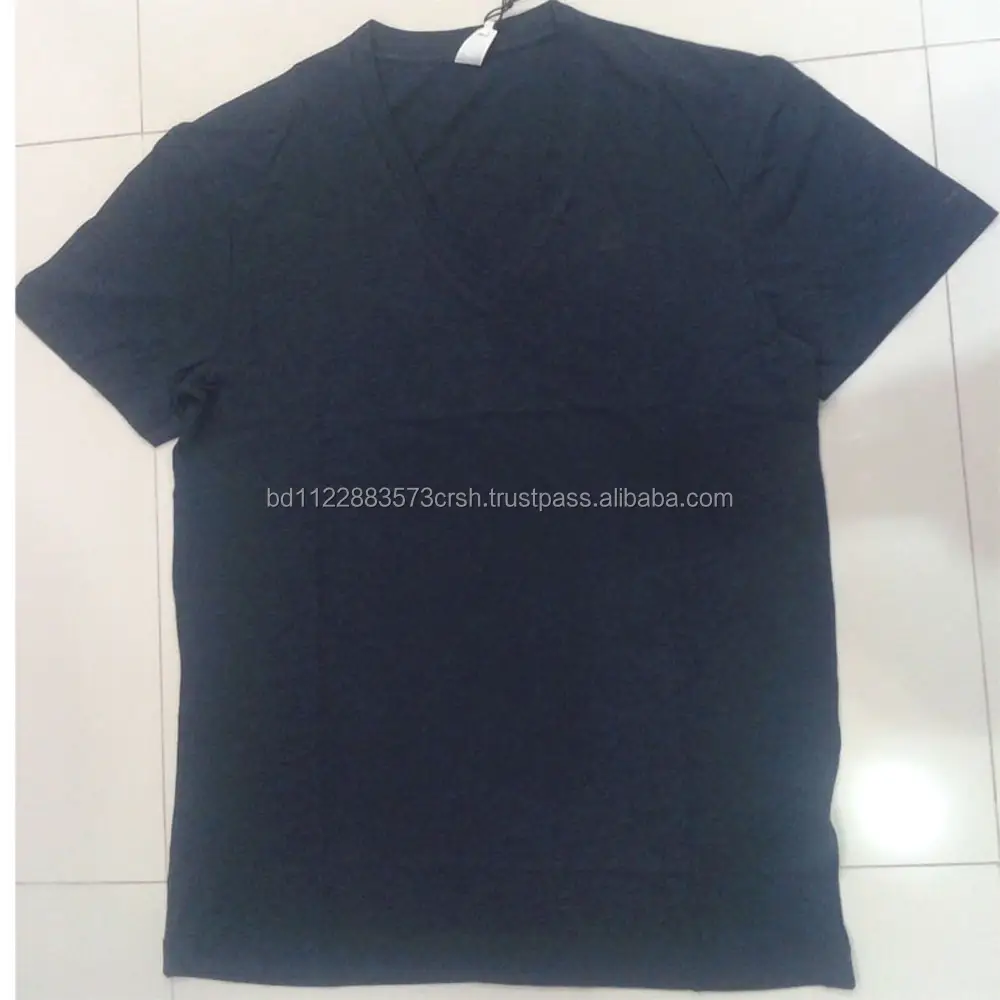 Heren V-hals T-shirt, 100% Ctn, S/J, 160 Gsm