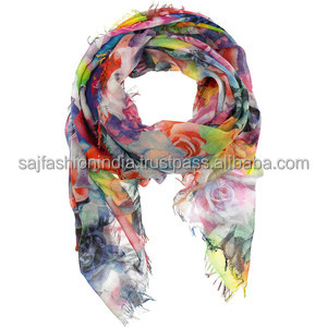 Lenço de chiffon de seda com desenho personalizado, lenços de algodão coloridos para mulheres e homens, cachecóis pashmina, xale - Product Image 5