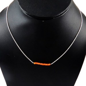 Collar de Plata de Ley con Dije de Cornalina Naranja Impecable y Cadena de Caja, Estilo Bohemio para Mujeres y Niñas - Product Image 5