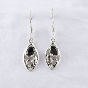 Boucles d'oreilles en argent sterling 925 avec pierre grenat, design simple, forme marquise, style bohème, pour femmes et unisexe, pour mariage et fiançailles - Product Image 6