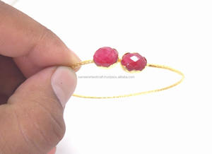กำไลพลอยทับทิมย้อมสีทองชุบเครื่องประดับหินธรรมชาติสร้อยข้อมือหลายสีโรสโกลด์วัสดุหลักไข่มุกเพชรเงิน - Product Image 3