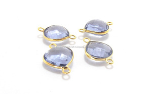 Lolite ควอตซ์ชุบทองพลอยรูปหัวใจทำด้วยมือฝา925ตัวเชื่อมแบบ Boho ประกันตัวคู่สำหรับเครื่องประดับ - Product Image 4