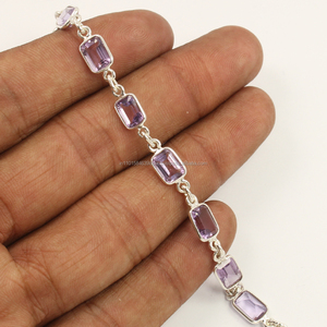 Meilleur à la mode Vintage à la mode pur 925 solide en argent Sterling supérieur naturel améthyste pierres précieuses Bracelet bijoux cadeau pour elle - Product Image 2