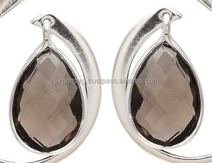 925 Sterling Silver Gold Plated <b>Dangle</b> Drop <b>Earrings</b> <b>Fine</b> Smoky Quartz Gemstone Bohemian Women's Fashion Wedding Parties - Product Image 2