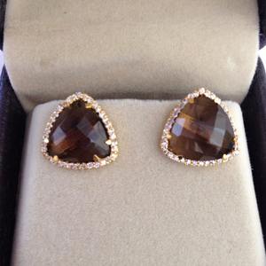 Plata de ley hecha a mano, piedras preciosas clásicas, ahumado pavé, conjunto de CZ, pendiente de tuerca, ajuste de bisel, compromiso, regalo de fiesta de aniversario de boda - Product Image 3