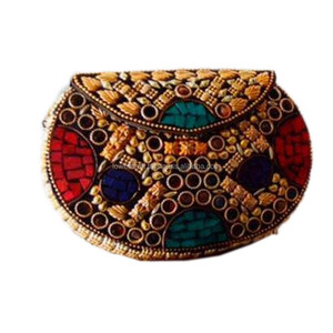 Vintage Ornaate Metal Brass Purse Antique Finish Purse Evening <b>Clutch</b> <b>Bag</b> - Product Image 3