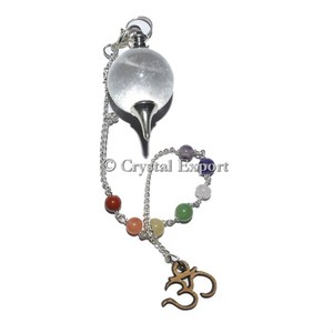 Chakra Ball Crystal Quartz Pendules avec Om , Best Price Chakra Bonded Pendule Wire Wrap Stone Pendant Buy Now - Product Image 1