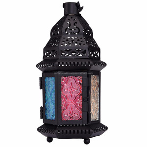 Lanterne à bougie en fer noir style marocain SNH, fournitures de mariage, garantie 1 an - Product Image 1