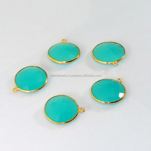 Usine en gros 925 en argent Sterling pierres précieuses pendentif à breloque à la main avec lunette en pierre naturelle or matériau principal - Product Image 2