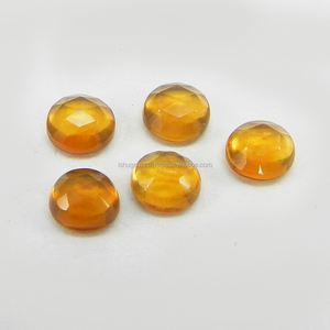 Alta calidad 0.48cts Natural amarillo rojo citrino cuarzo 5mm redondo rosa corte cabina piedra preciosa suelta - Product Image 2