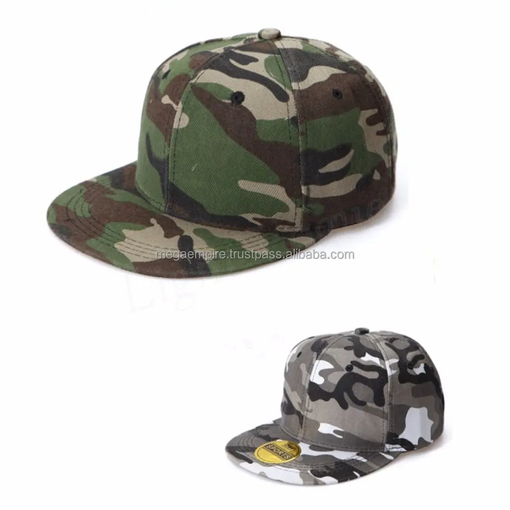 Unisex Fashion Camo Snap Backs, Camouflage Baseball Cap, Hip Hop Hoed Platte Rand Snapback