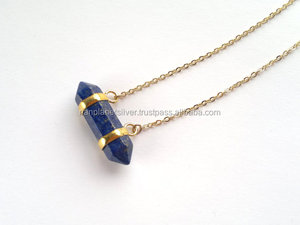 Nanplanetsilver 925 Sterling <b>Silver</b> Unisex Pendant <b>Necklace</b> Horizontal <b>Crystal</b> Point Gemstone GN022 for Wedding Parties Gifts - Product Image 4