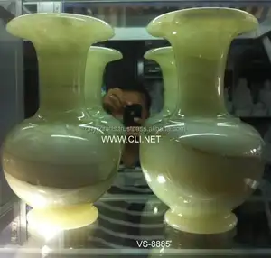 Elegante diseño floral verde claro ónix piedra jarrón decoración del hogar producto al por mayor - Product Image 1