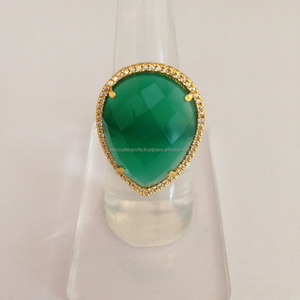 Green Onyx Indian Silver Jewelry <b>Ring</b> with Pave Setting Classic Style for Weddings Parties Wholesaler Direct Manufacturing - Product Image 4