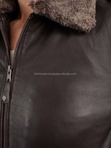 แจ็กเก็ตหนังบอมเบอร์บุนวมสั้นระบายอากาศมีสไตล์สำหรับผู้หญิงมีปกขนสัตว์เสื้อแจ๊กเก็ตลำลองทันสมัยสำหรับทุกฤดูกาล - Product Image 3