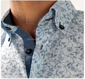 Camisa azul Floral para hombre - Product Image 1