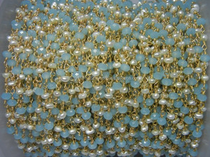 Cadena con cuentas de gemas de plata de ley y Perla de Calcedonia de Perú - Product Image 2