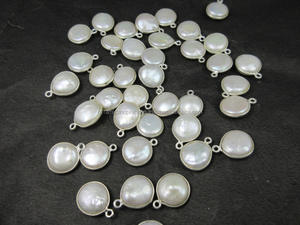 Natural White Round <b>Pearl</b> Pendant in <b>Sterling</b> <b>Silver</b> Elegant Gemstone Charm <b>Necklace</b> - Product Image 3