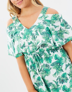 ชุดเดรสยาวคลุมเข่าสำหรับผู้หญิง,ชุดกระโปรงผ้าฝ้ายลายดอกแบบสั่งตัด - Product Image 4